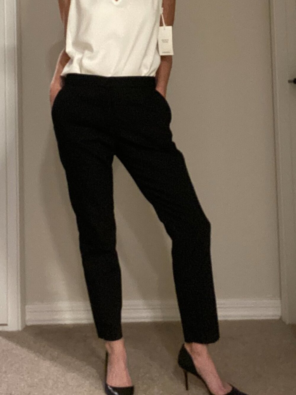 Zara Dress Pants Black Small Ankle Slim Tailored Career Workwear Minimalist